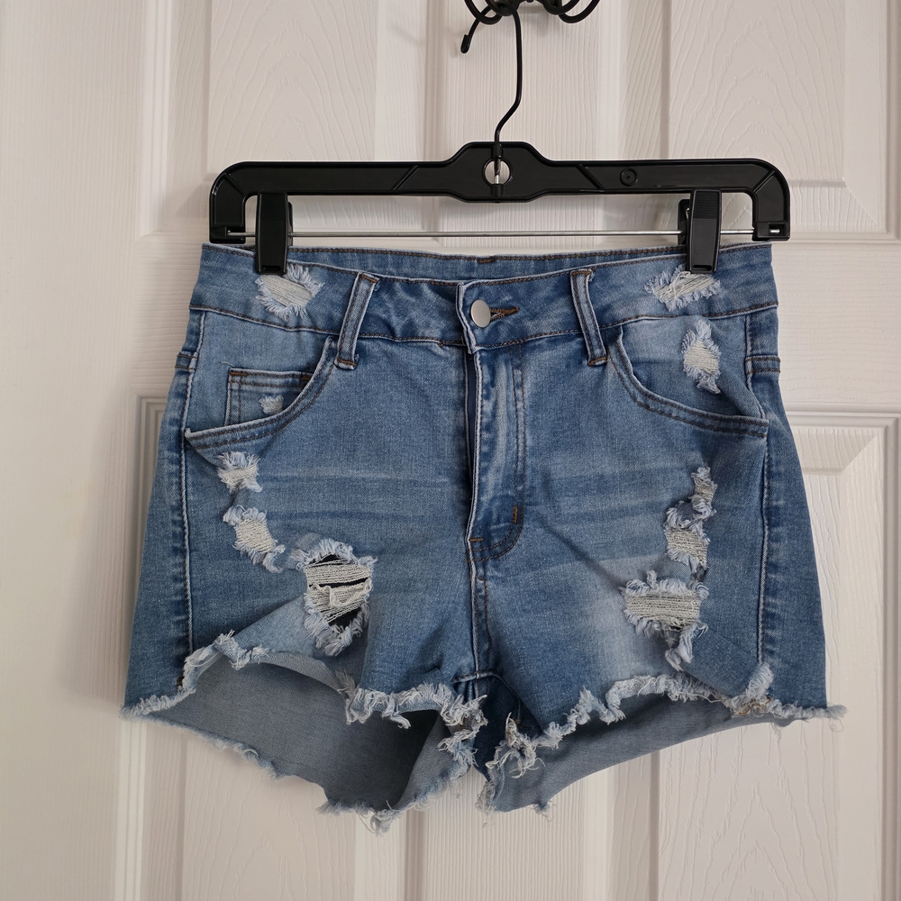 SHEIN Blue Distressed Jean Shorts